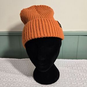 Yellowstone Dutton Ranch Ribbed Knit Beanie With Logo Patch Orange